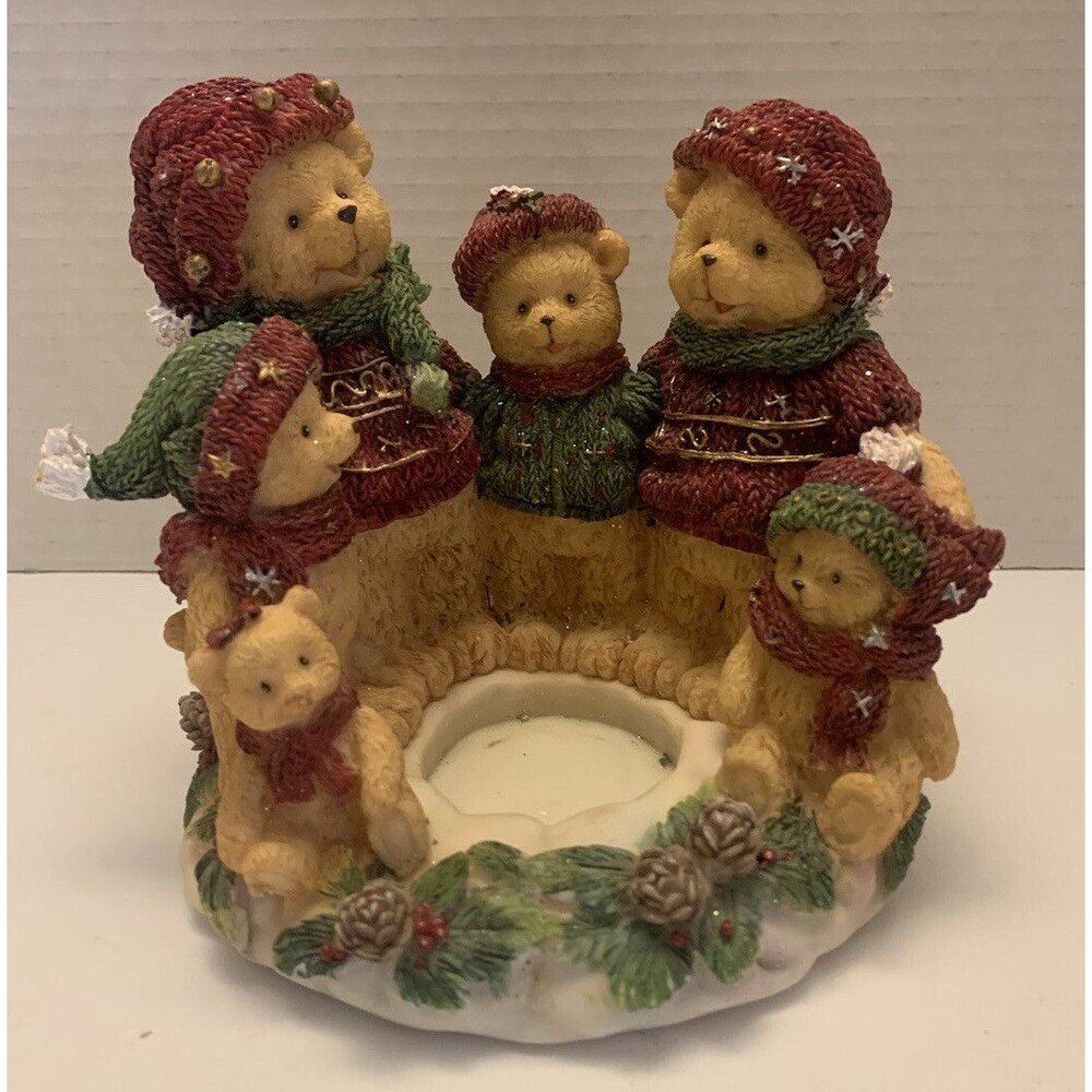 Christmas Bear Family Candle Holders. Home Interior.